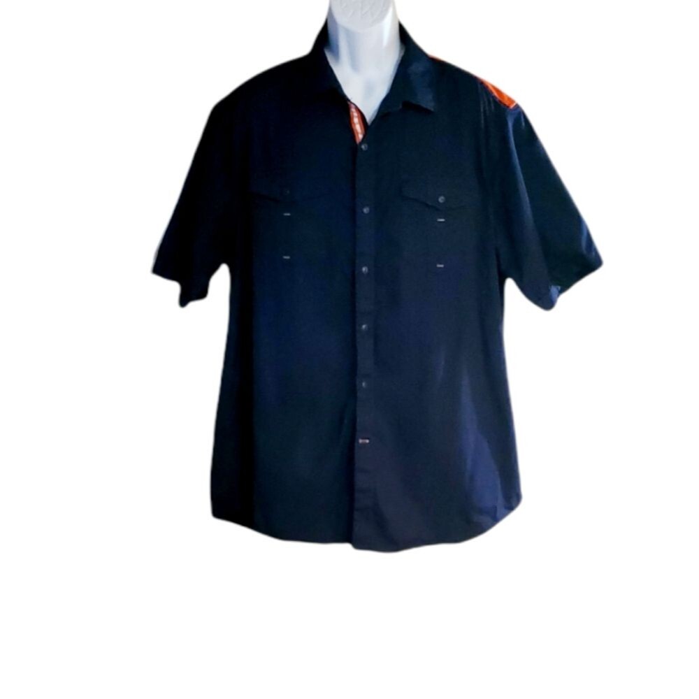 Mens Navy Blue Sean John Casual Short sleeve Button down Shirt